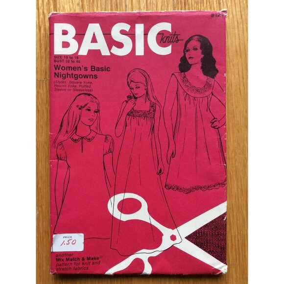 Ladies Nightgown Pattern Basic Knits 121 UNCUT Mix Match & Make Bust 32 - 40 - Picture 1 of 4